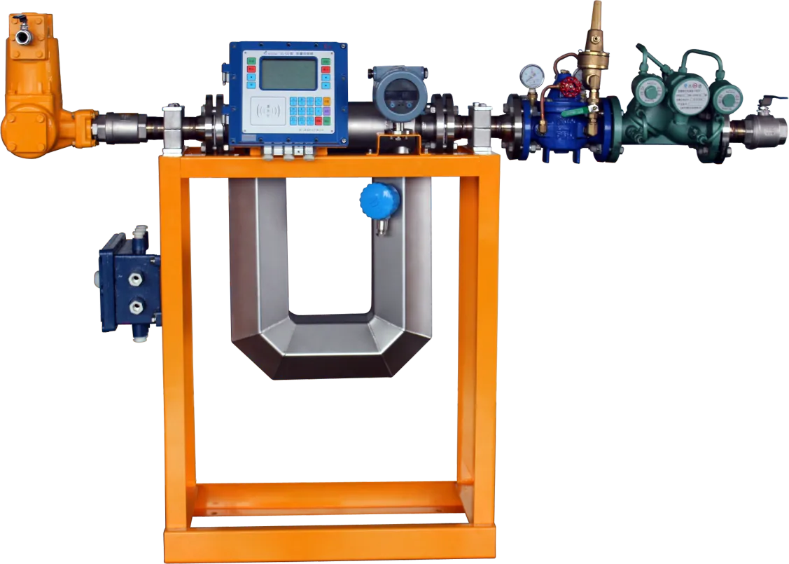 Quantitative loading skid and controller arrangement with flow meters, valves, pipework and a field controller